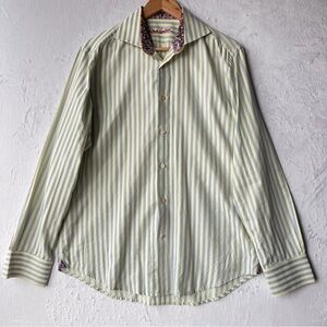 Robert Graham Yellow & Blue Striped Dress Shirt